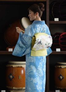 竺仙ゆかた水色